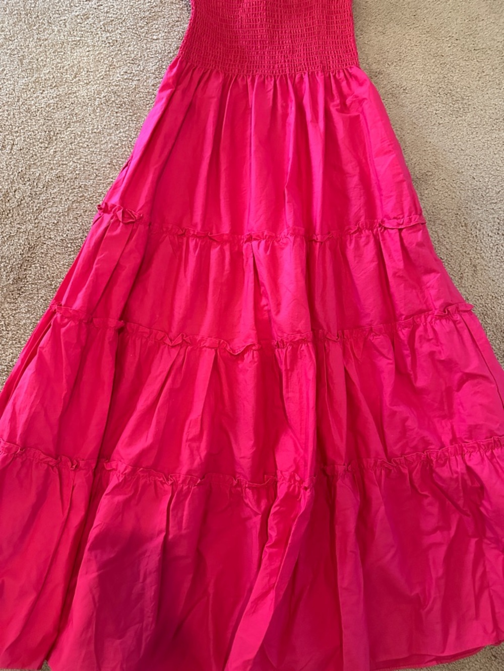 Smocked Ruffle Strap Maxi Dress - Hot Pink - Picture 5 of 6
